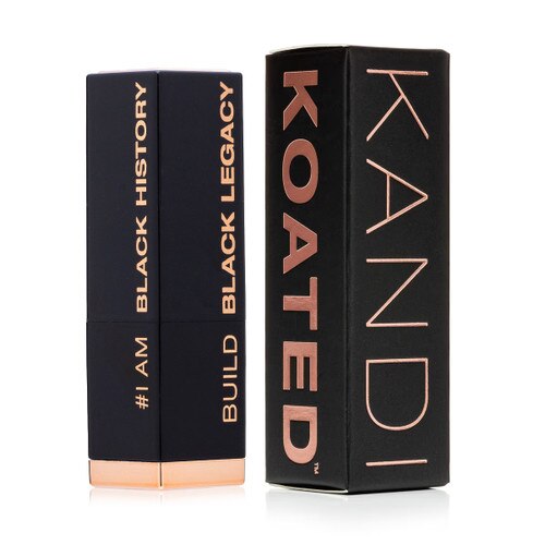 An image of the Black History Month celebratory lipstick tube next to the Kandi Koated box